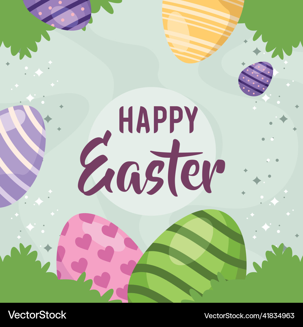 Happy easter eggs frame Royalty Free Vector Image