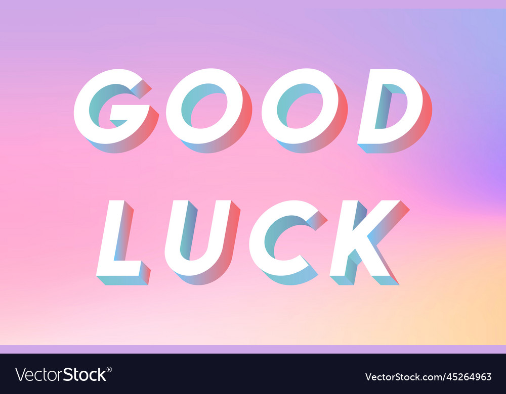 Isometric word good luck typography on a pastel vector image Isometric word good luck typography on a pastel