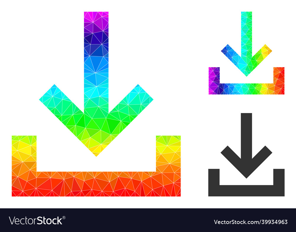 Lowpoly inbox icon with spectrum gradient vector image Lowpoly inbox icon with spectrum gradient