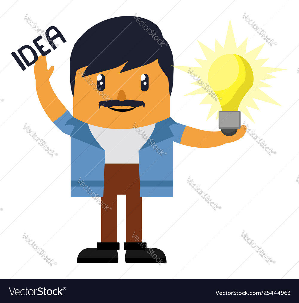 Man having idea on white background