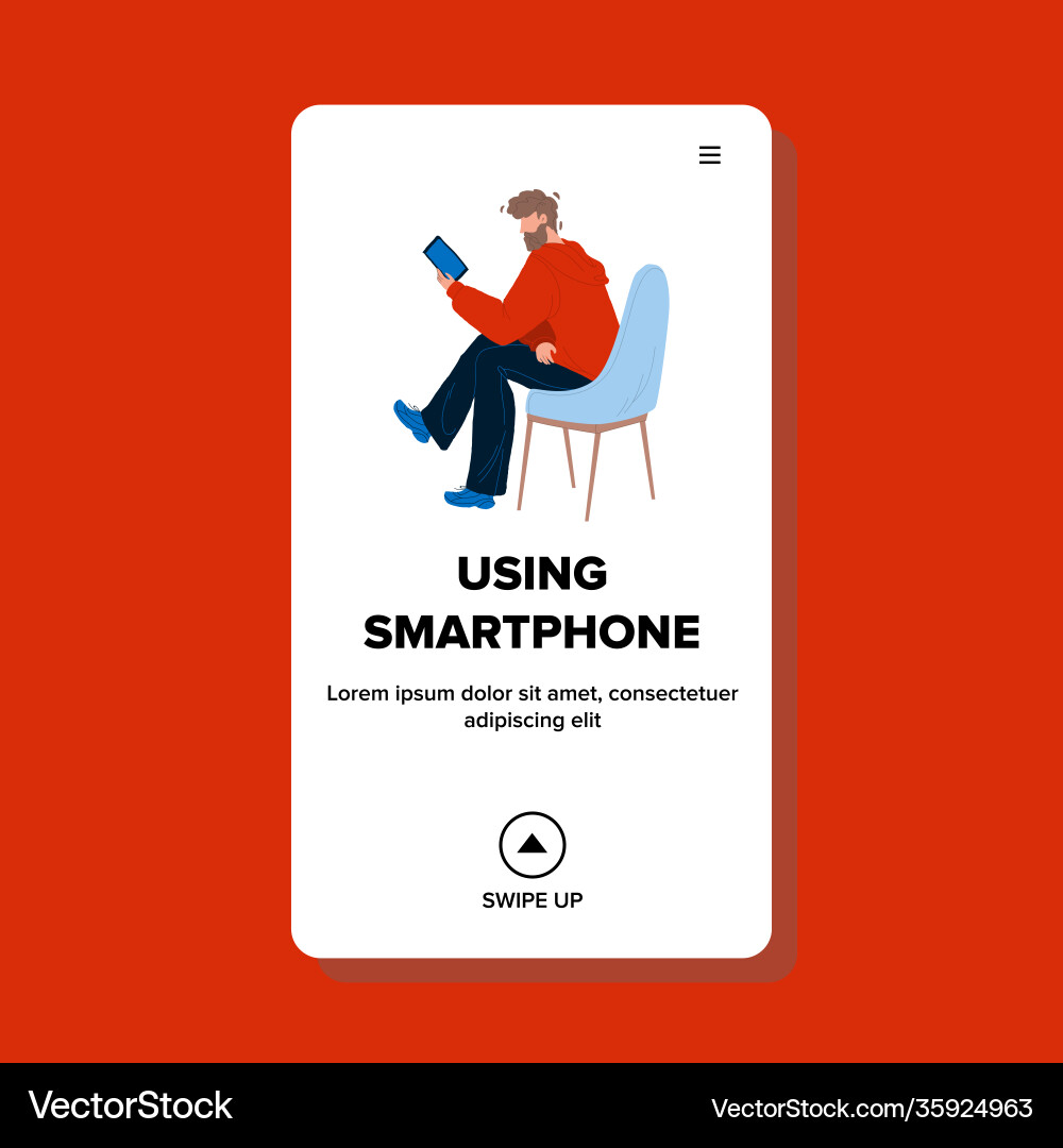Man using smartphone electronic gadget flat Vector Image