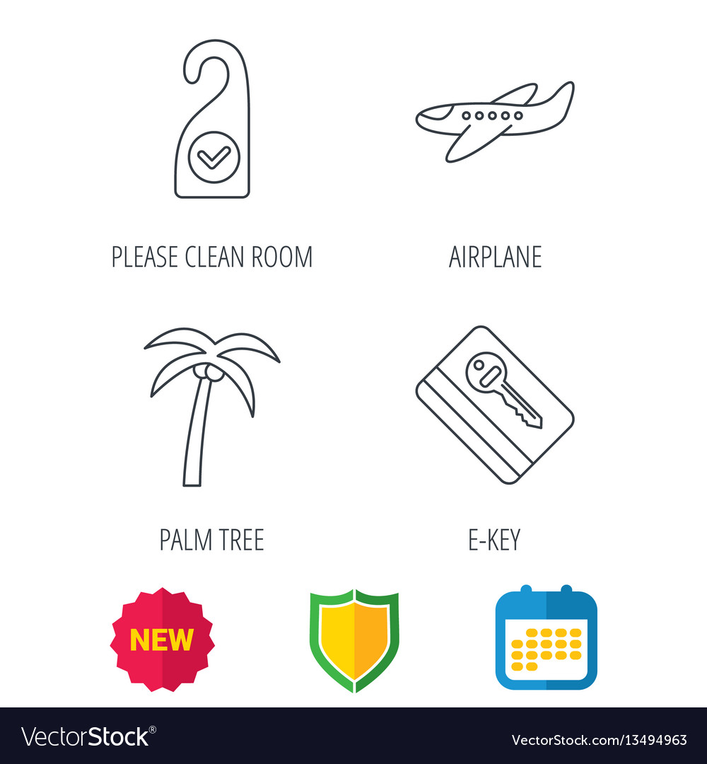 Palm tree air-plane and e-key icons