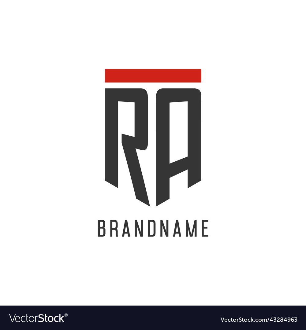 Ra initial esport logo with simple shield design