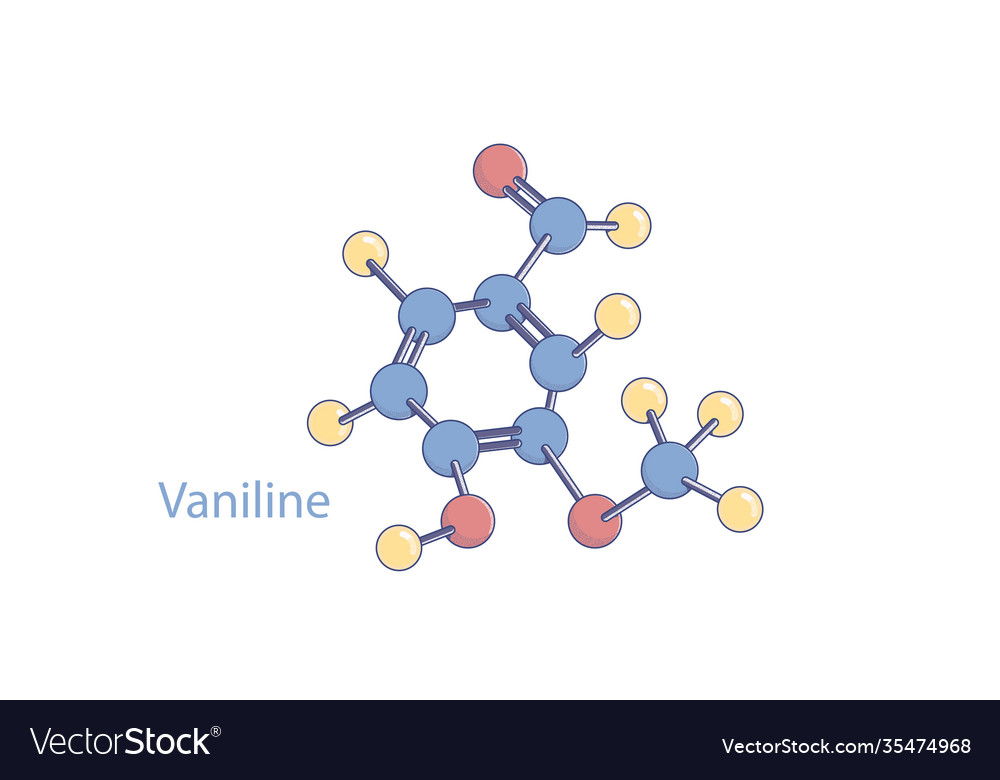 Abstract vaniline molecule model color