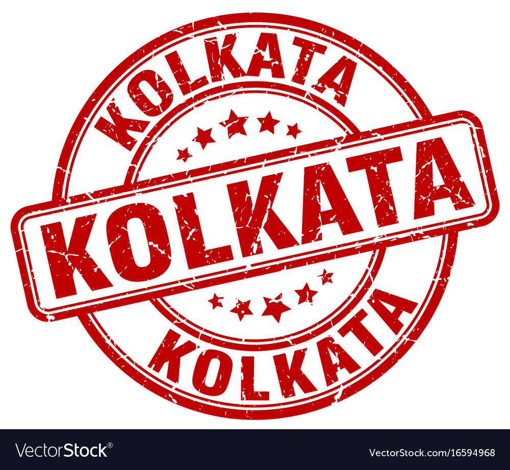 Kolkata red grunge round vintage rubber stamp