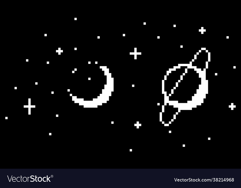 Pixel space night image for 8 bit game asset