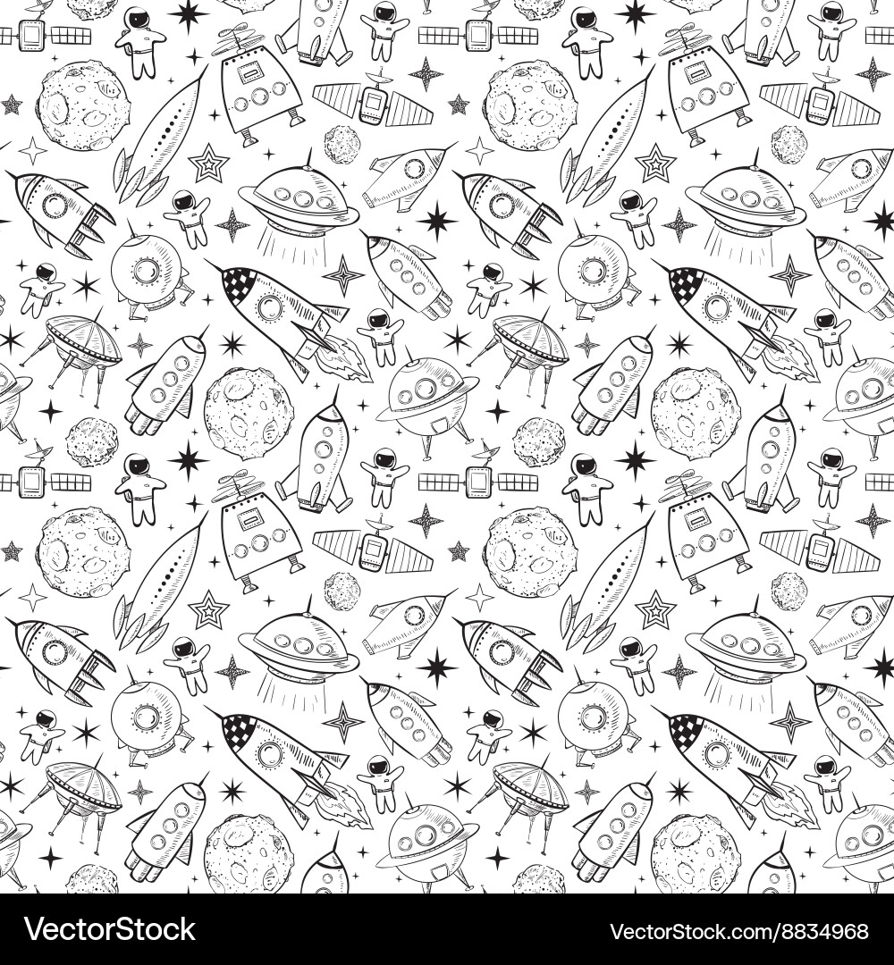 Seamless background with space elements Royalty Free Vector