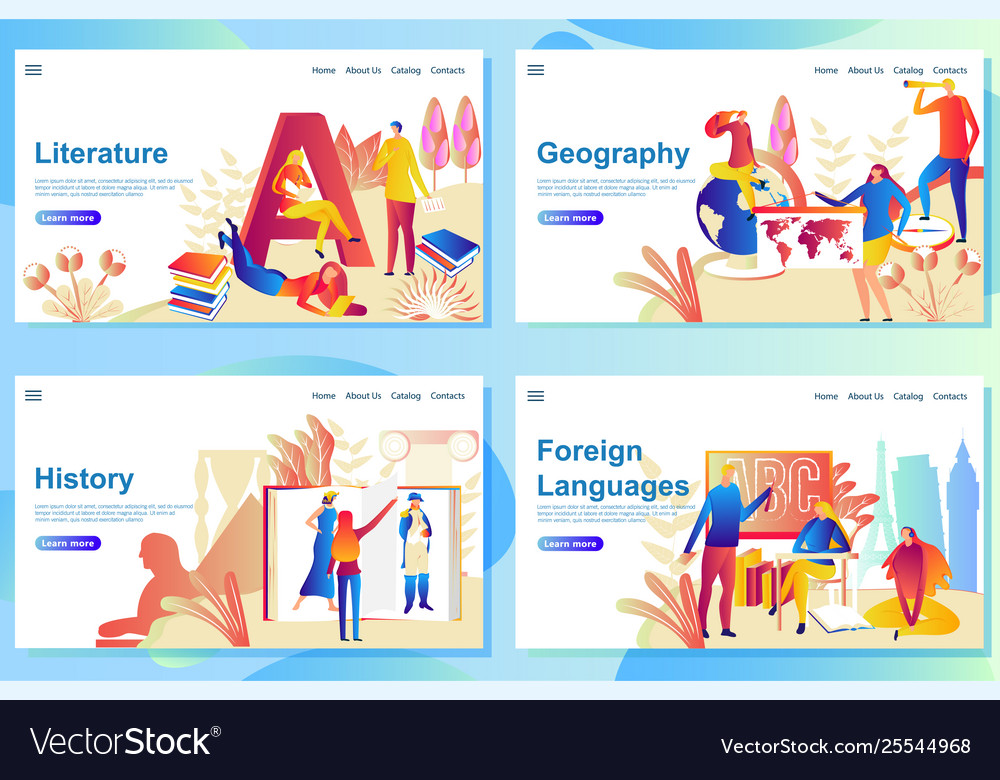 Set web page design templates for subject vector image Set web page design templates for subject