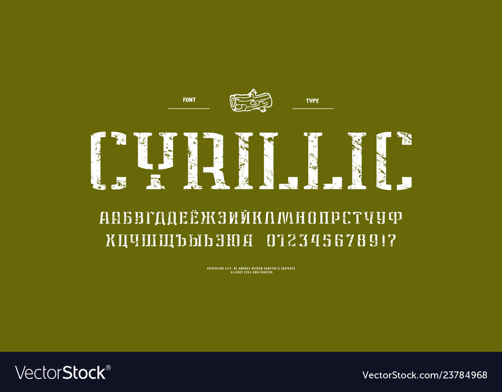 Stencil-plate narrow serif font in military style Vector Image