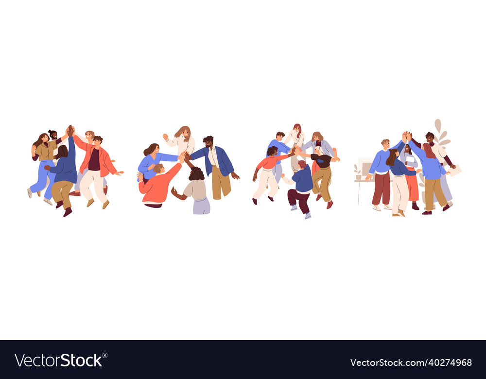 Team of business people celebrate success in work vector image Team of business people celebrate success in work