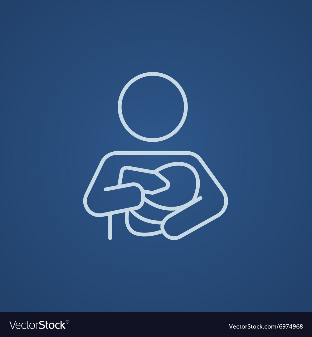 Woman nursing baby line icon