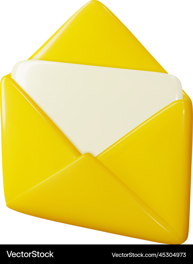 3d open mail envelope with message letter Vector Image