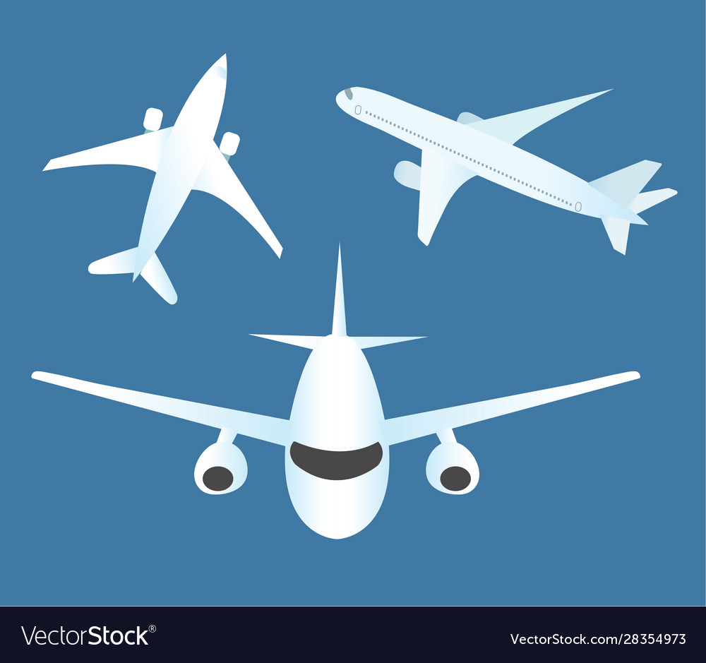 Airplane icon set flat cartoon style planes Vector Image