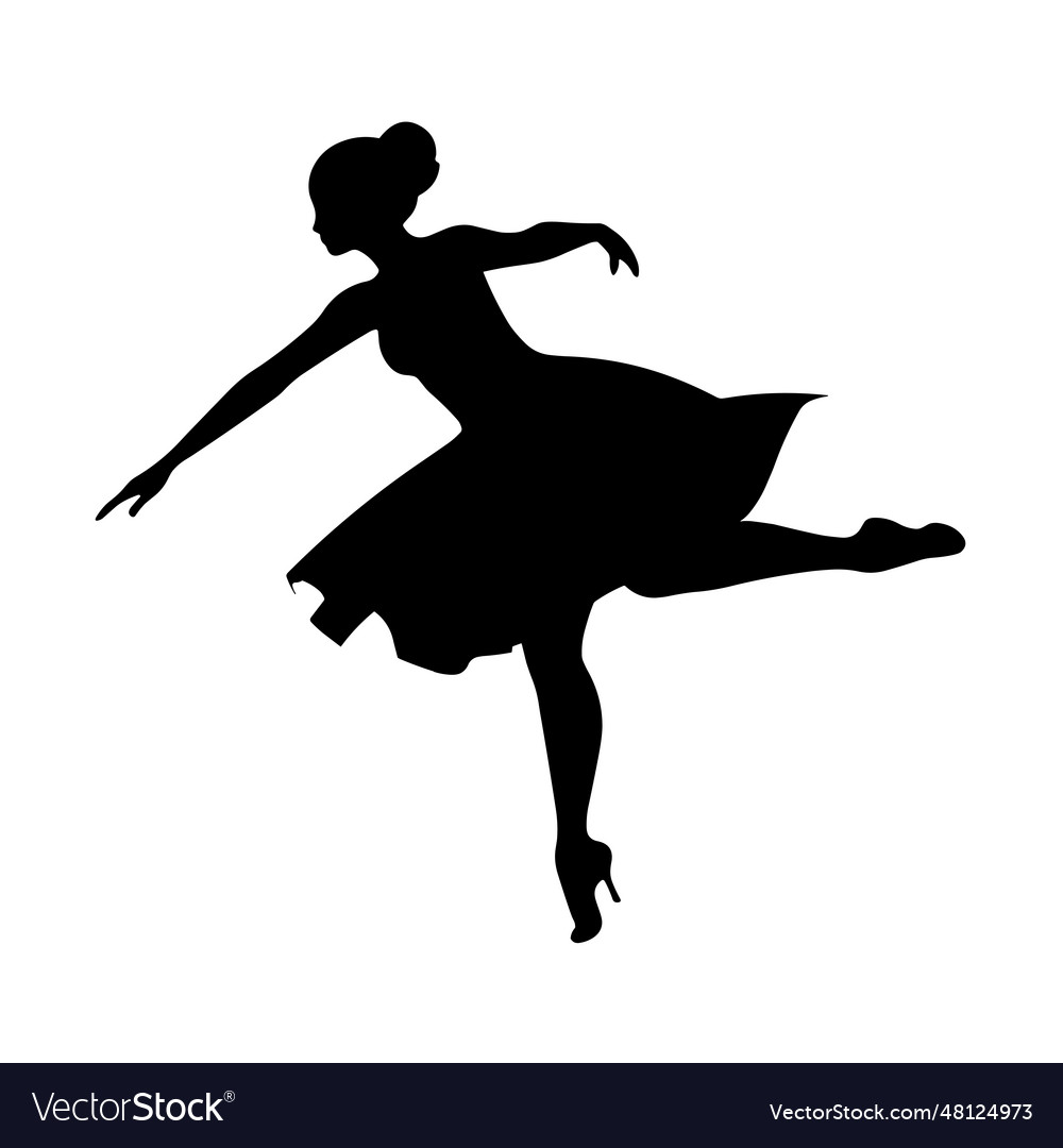 Beautiful girl dancing silhouette Royalty Free Vector Image