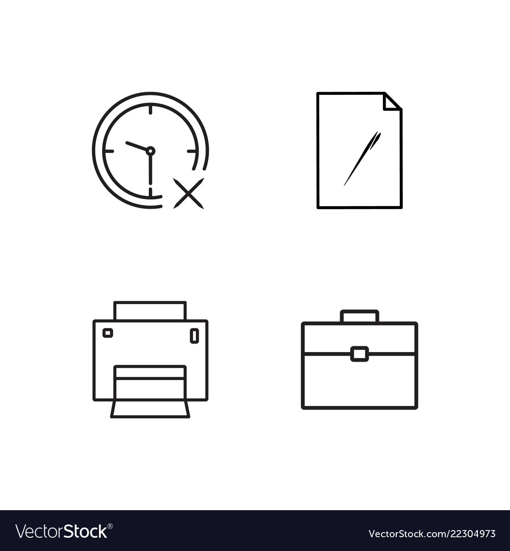 Business simple outlined icons set