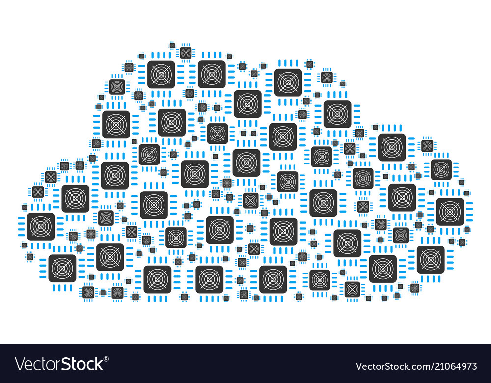 Cloud figure of asic processor icons vector image Cloud figure of asic processor icons