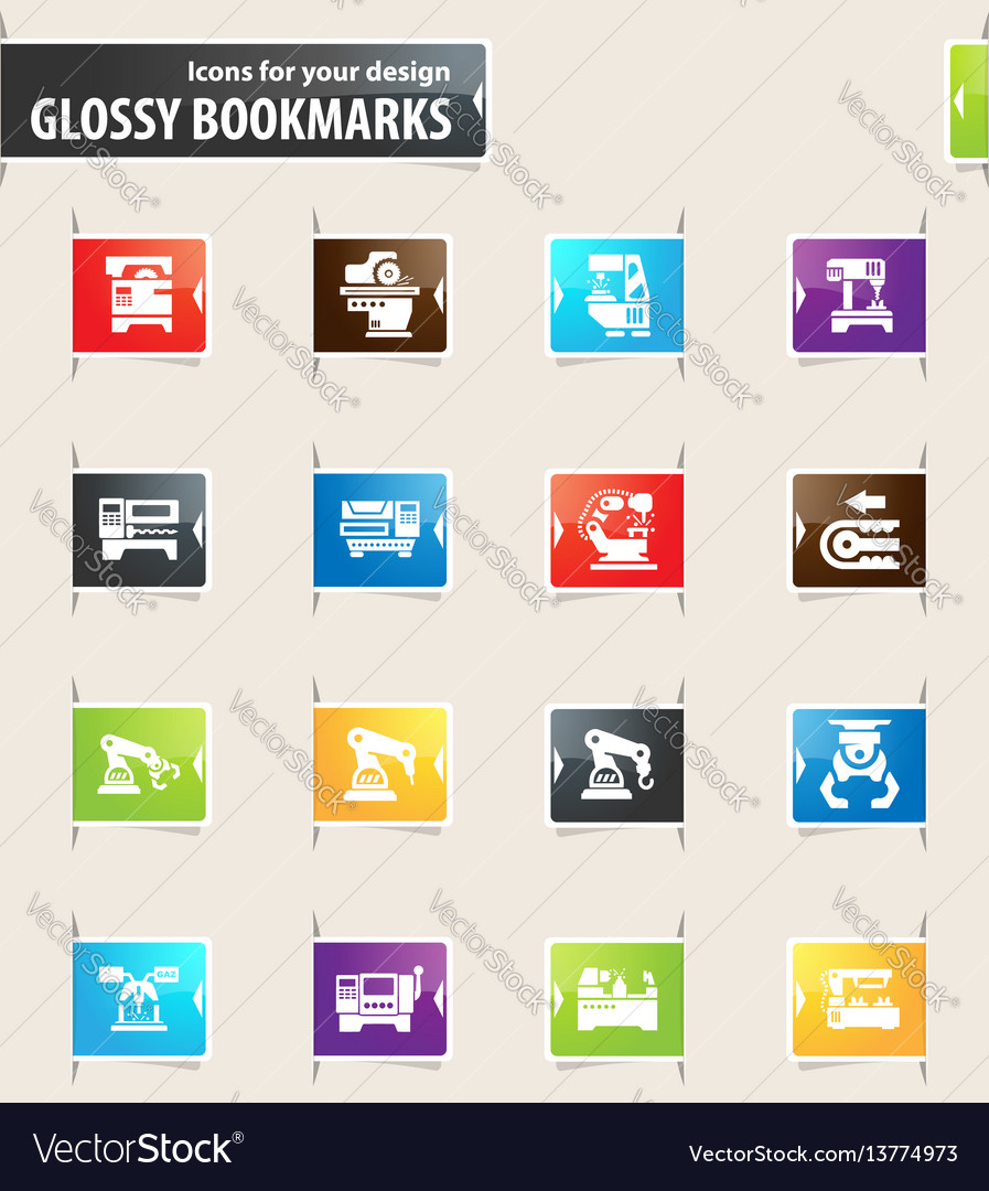 Machine tool icons set vector image Machine tool icons set