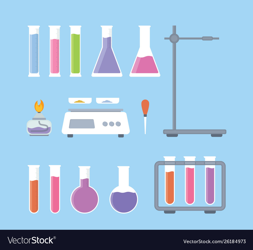 set collection laboratory science tools with tools of science