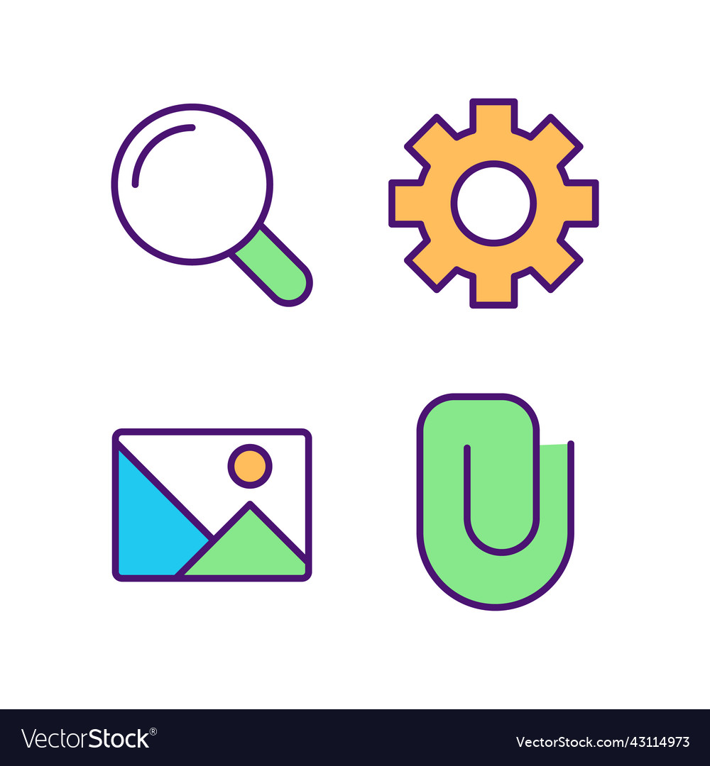 Website elements pixel perfect rgb color icons set vector image Website elements pixel perfect rgb color icons set