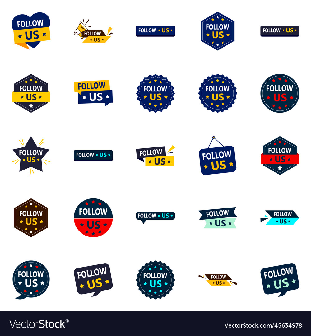 20 follow-generating follow us graphic elements vector image 20 follow-generating follow us graphic elements