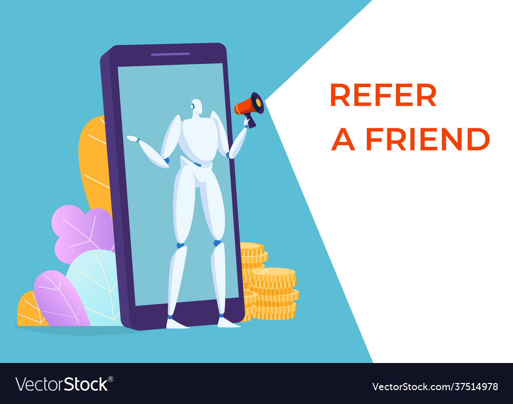 Automatic referral business program concept robot vector image Automatic referral business program concept robot