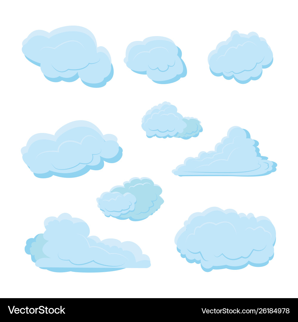 Cloud set collection with various shape and blue Vector Image