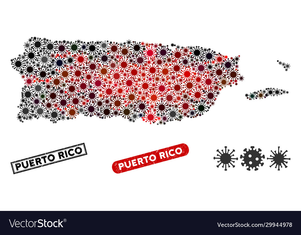 Coronavirus Mosaic Puerto Rico Map With Distress Vector Image