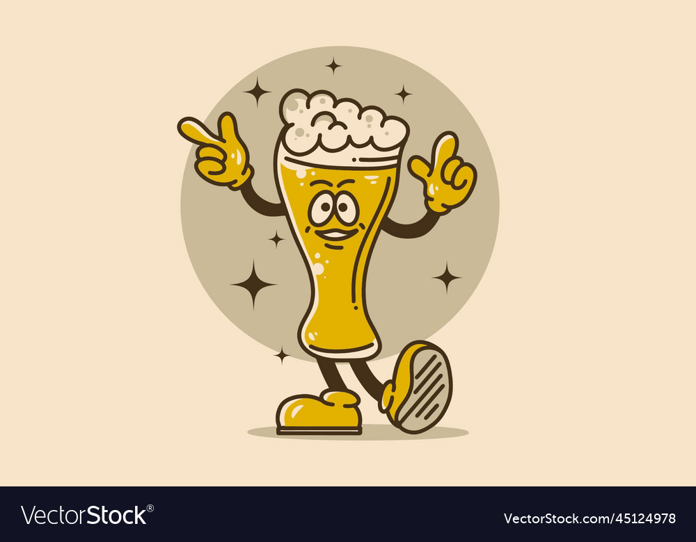 Design of beer glass with hands and feet Vector Image