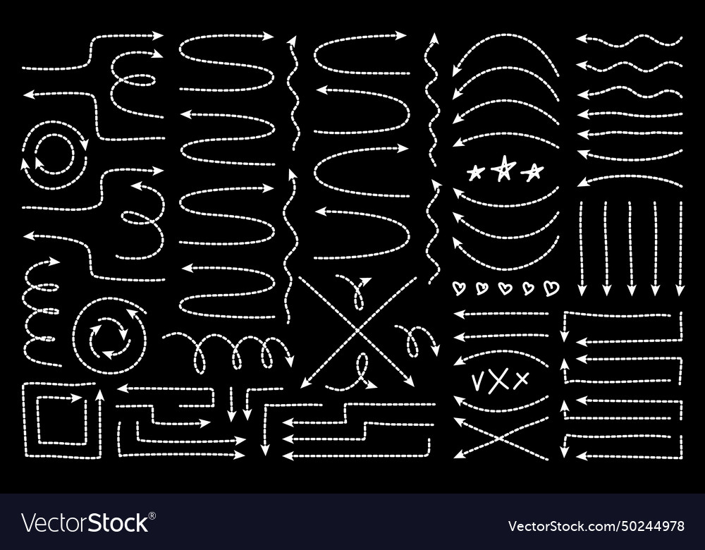 Dot arrow dash line trace broken stroke vector image Dot arrow dash line trace broken stroke