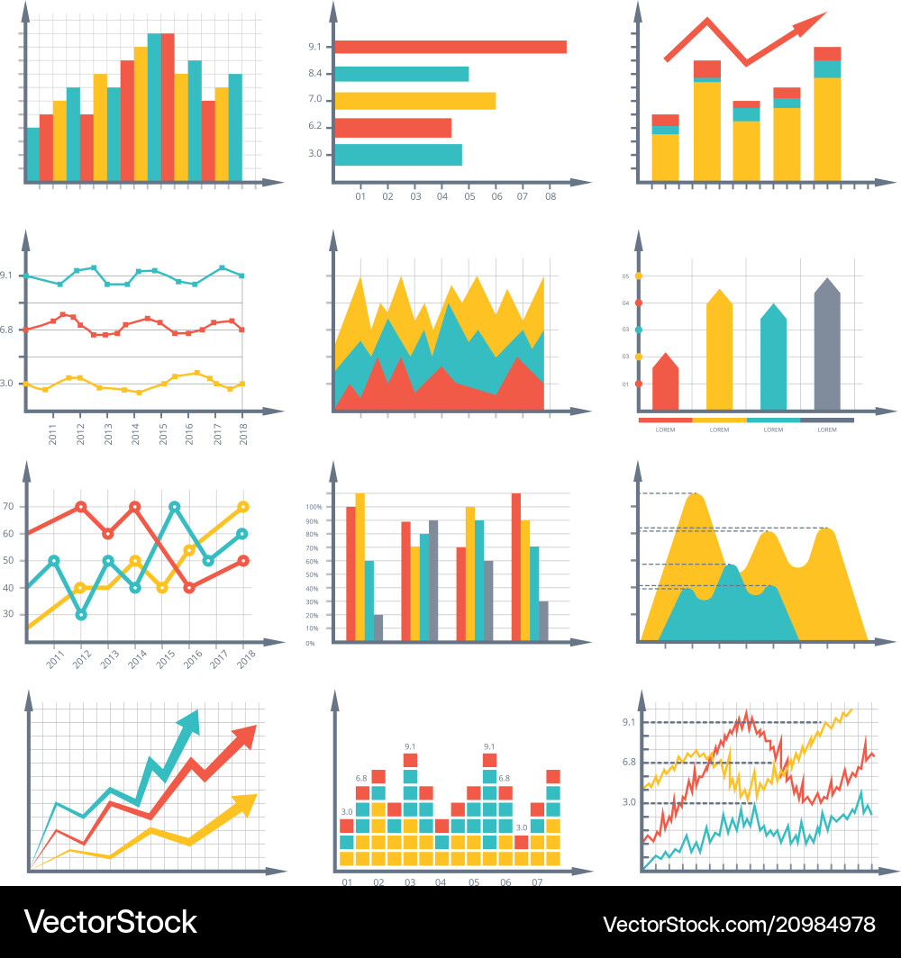 Financial business graphics and diagram set Vector Image