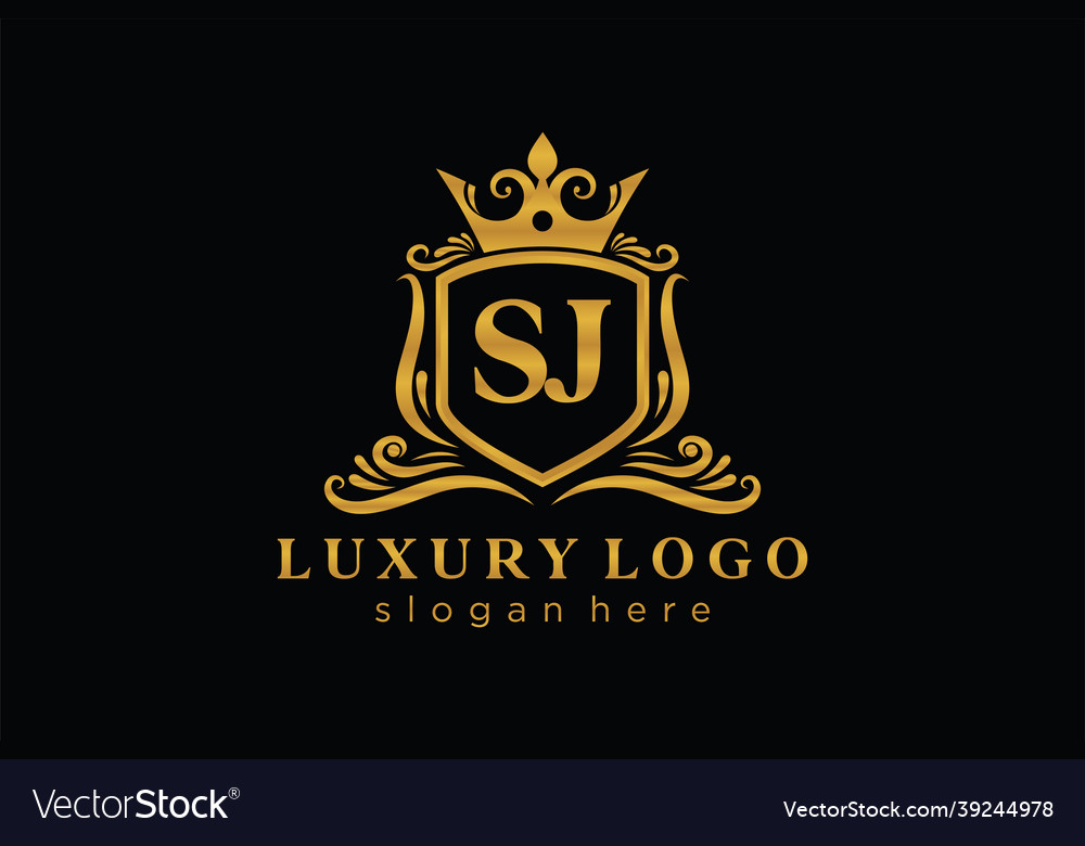 Initial sj letter royal luxury logo template Vector Image