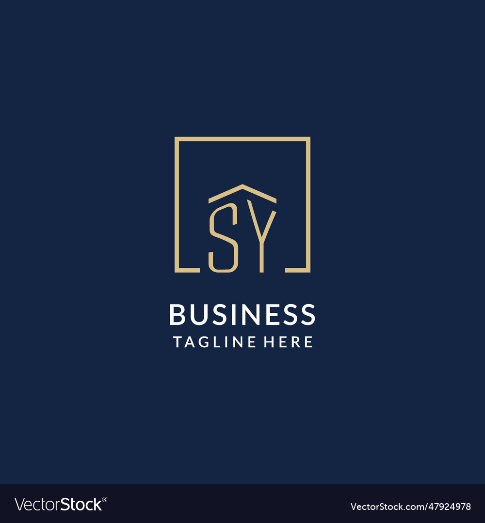 Initial sy square lines logo modern and luxury