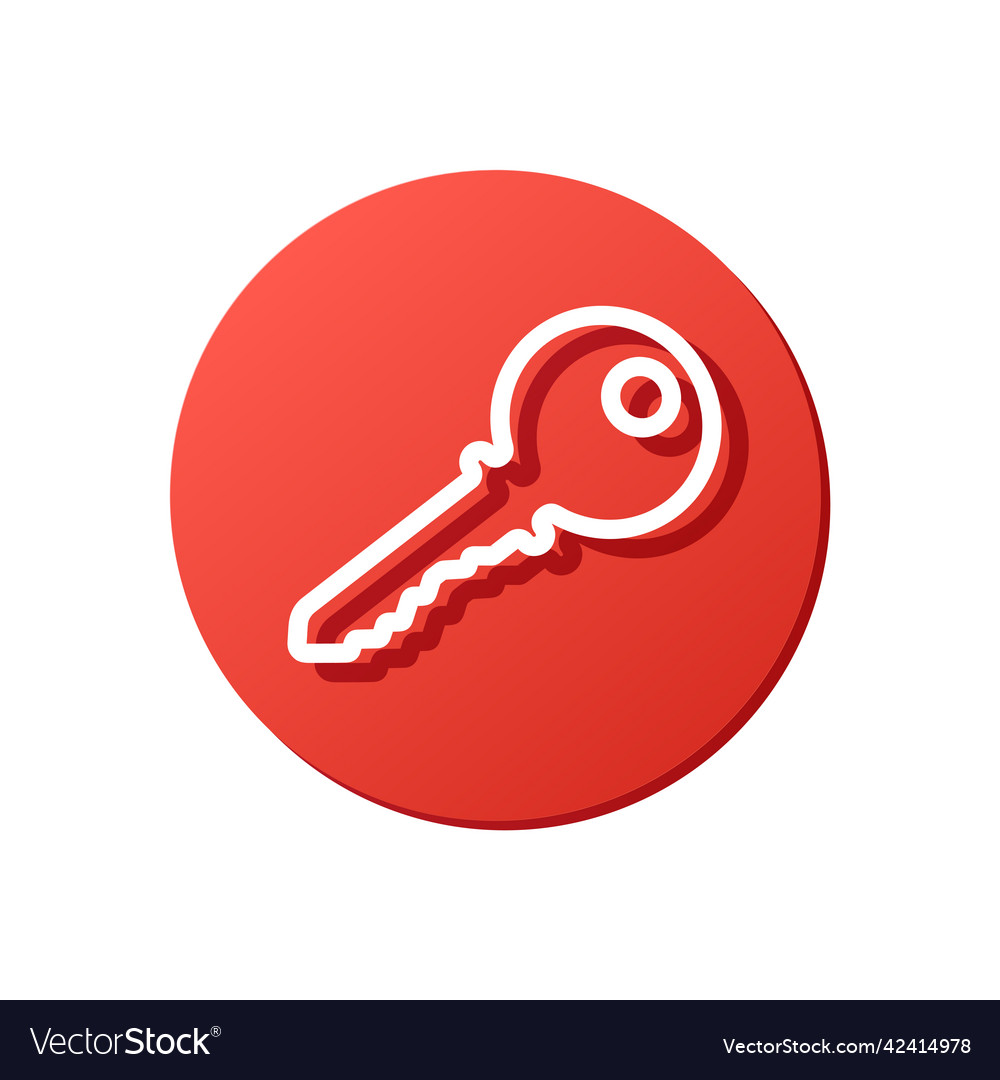 Key red rounded icon outline style sign