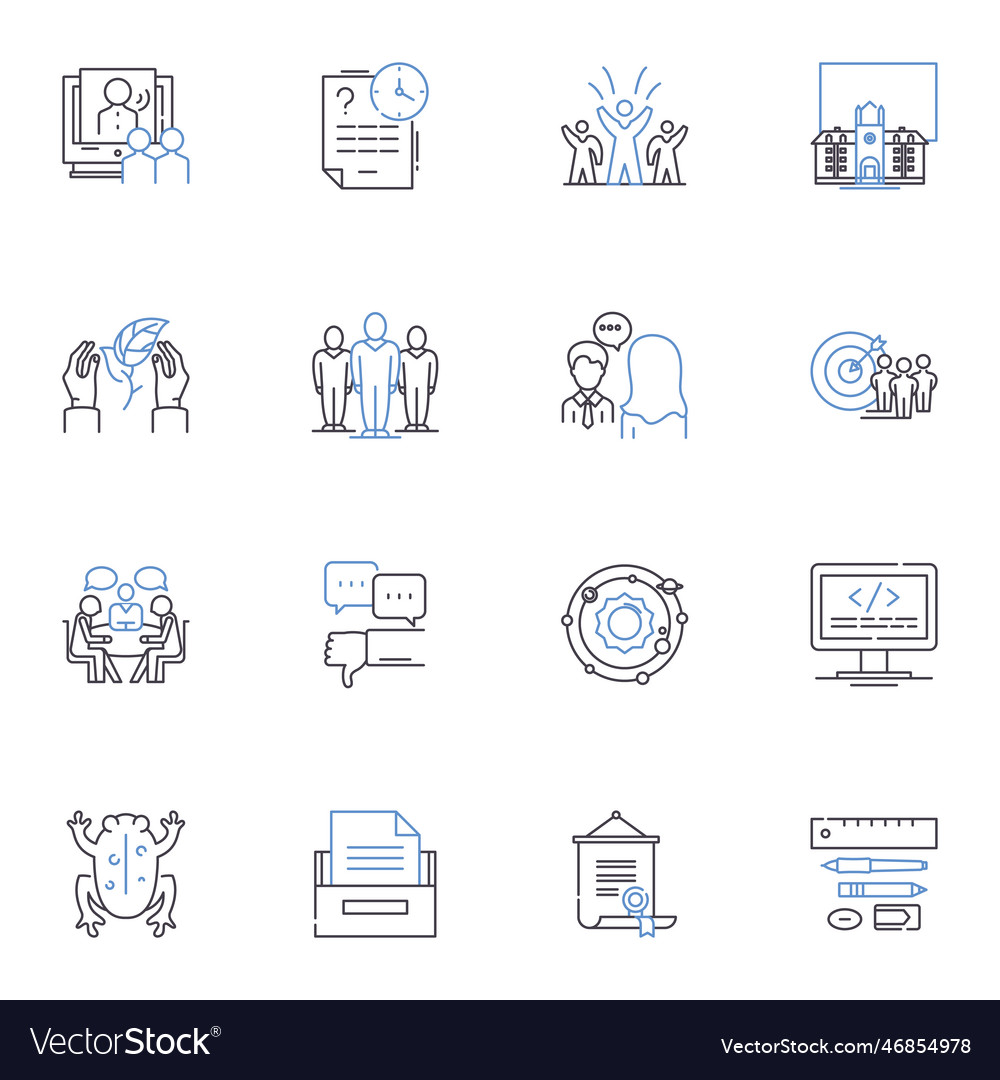 Knowledge building line icons collection vector image Knowledge building line icons collection