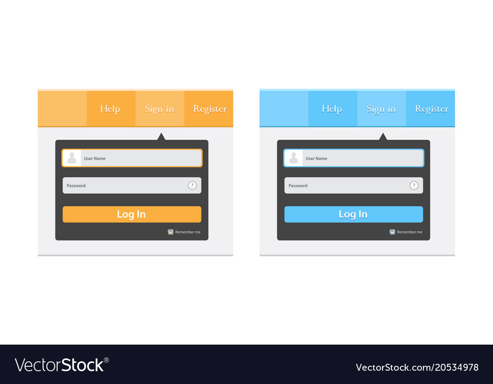 Login Benutzeroberflächenschild im Webelement Template