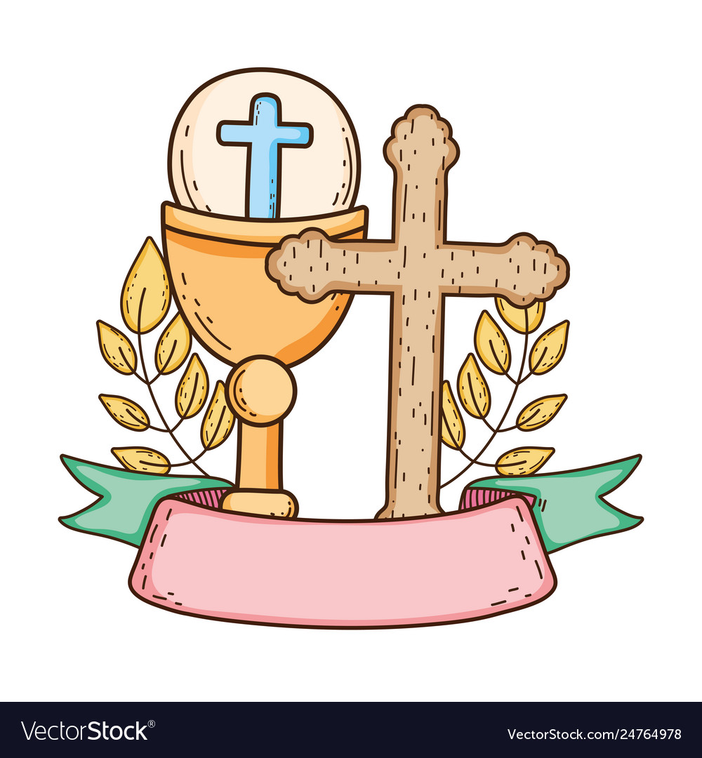 Sacred chalice with cross Royalty Free Vector Image