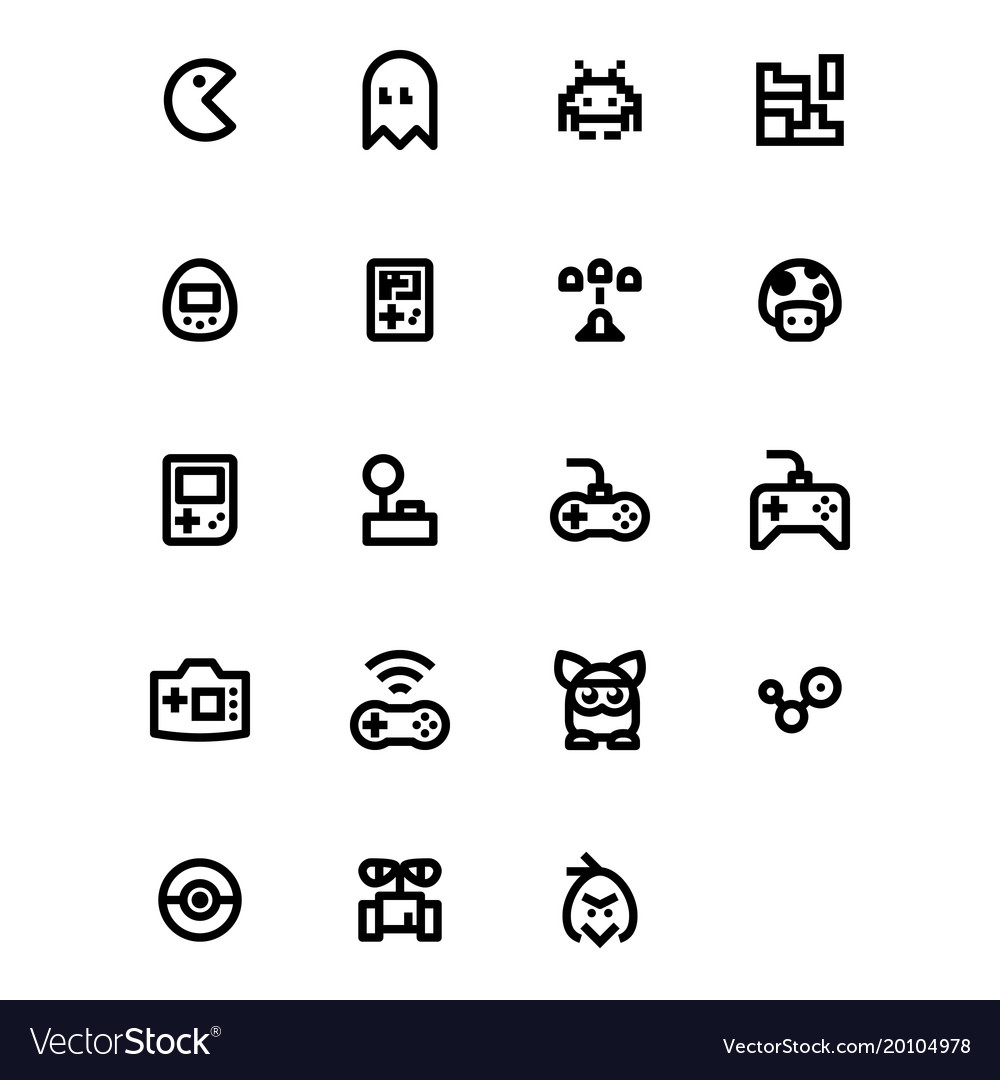 Video games icons set Royalty Free Vector Image