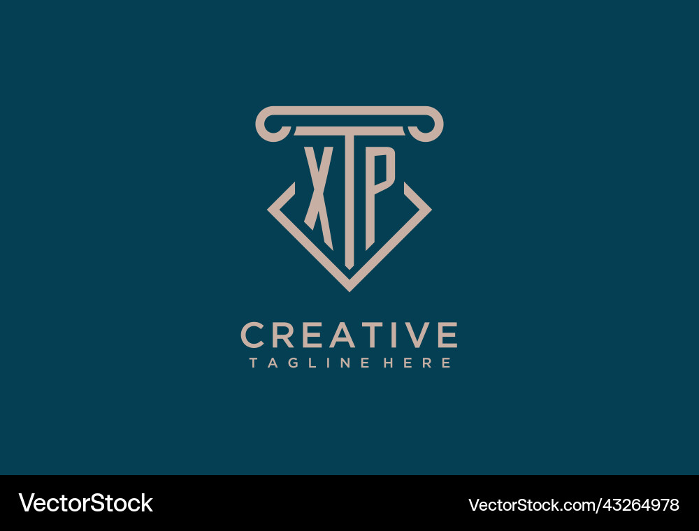 Xp initial with pillar icon design clean Vector Image