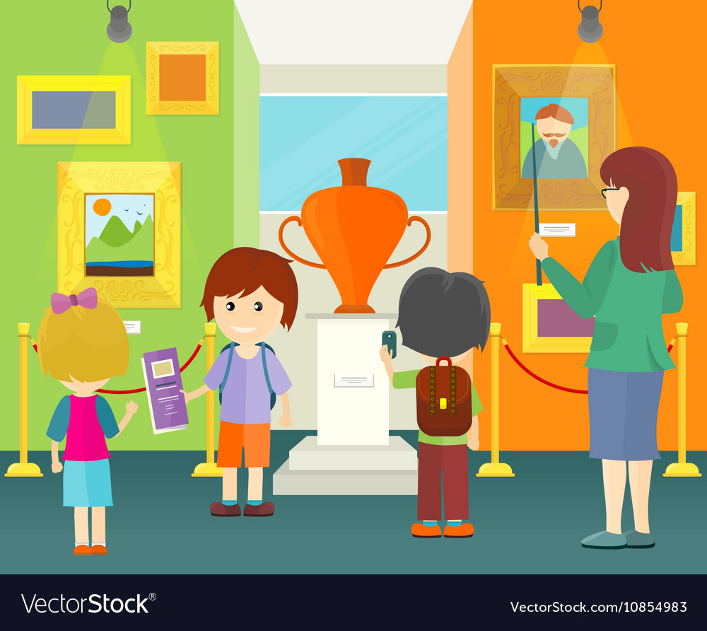 Children in museum Royalty Free Vector Image - VectorStock