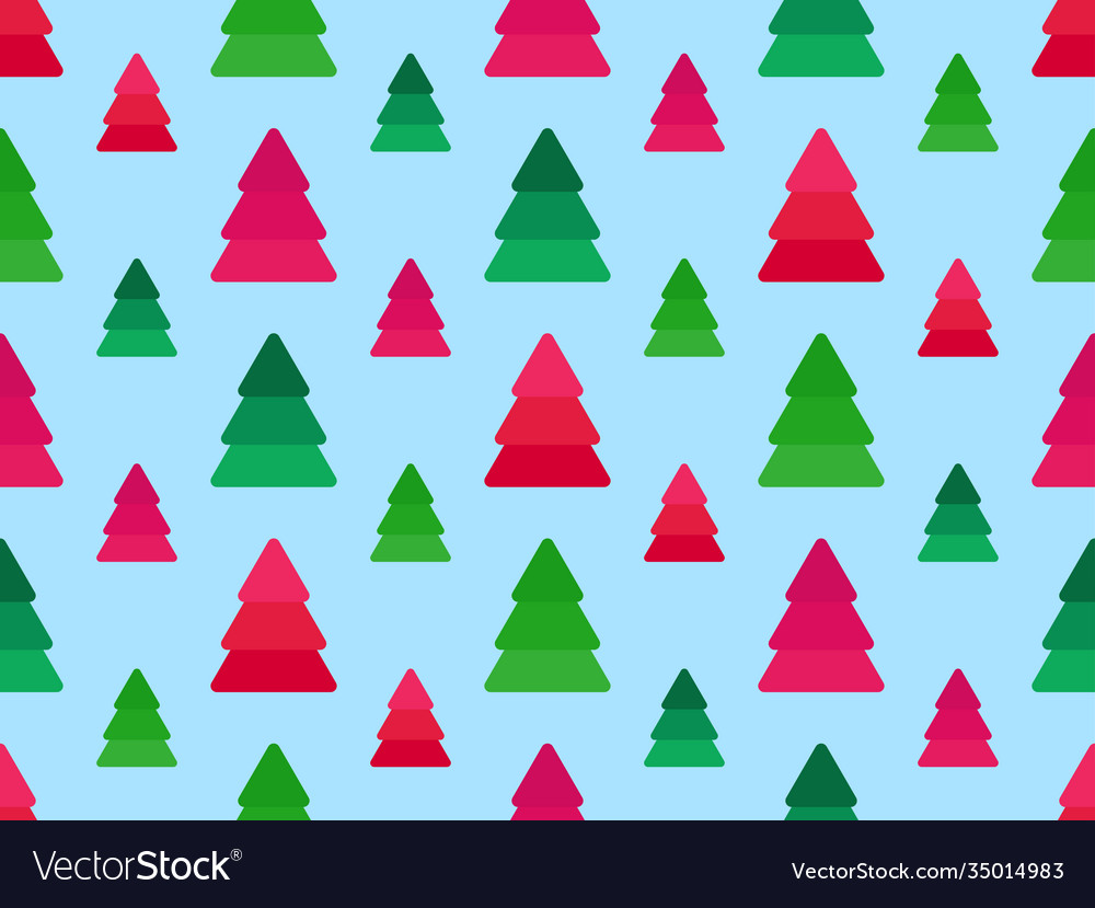 Christmas tree seamless pattern green and red