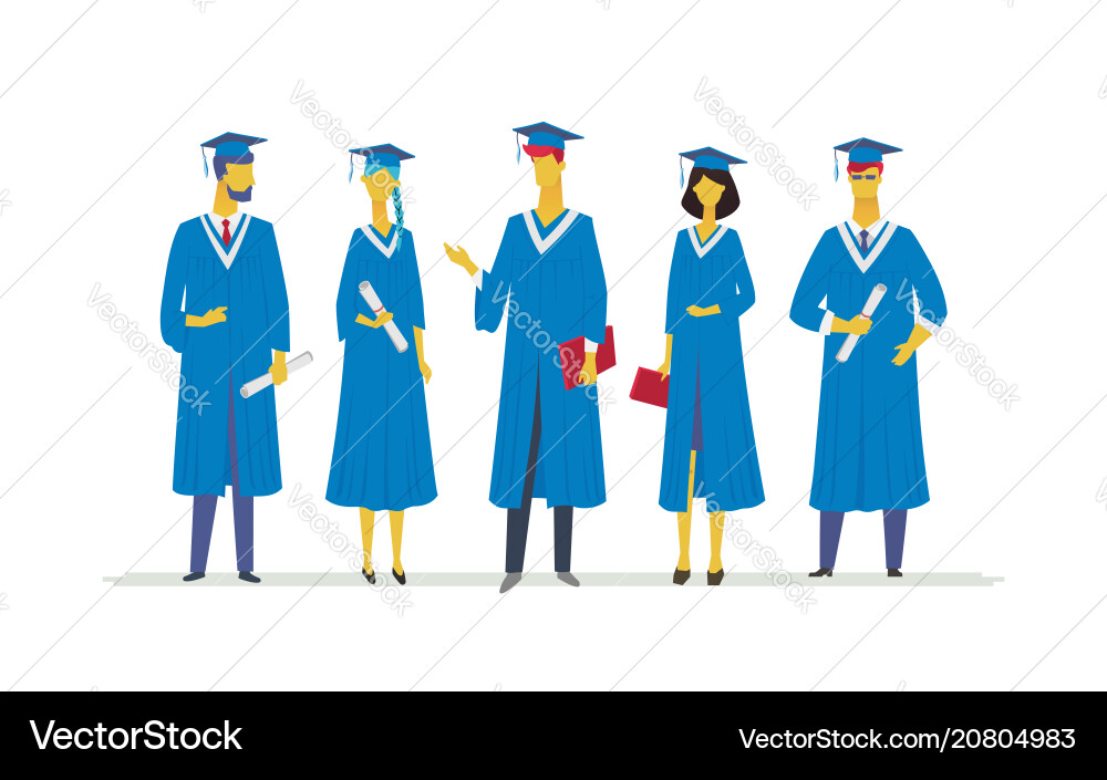 Happy graduating students - flat design style Vector Image
