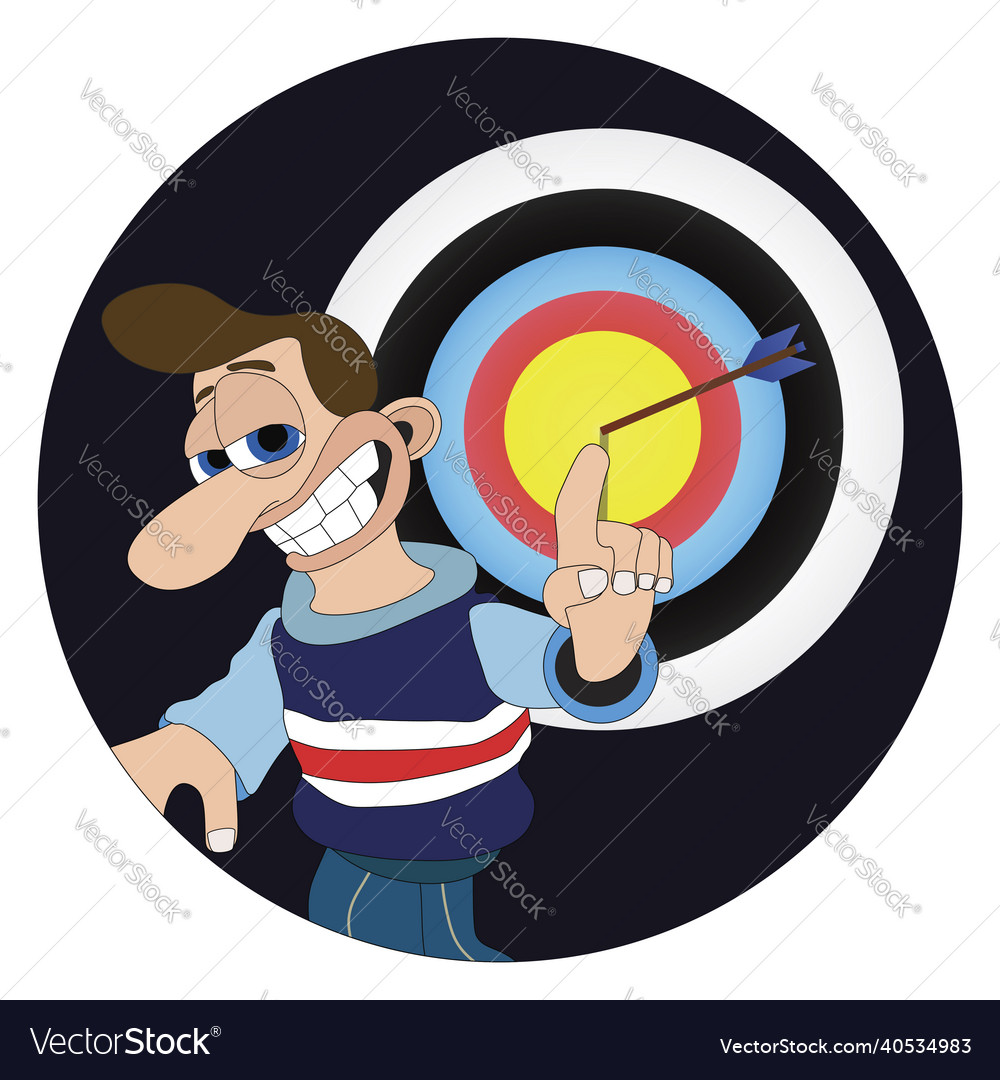 Man with a cheeky smile and big nose pointing vector image Man with a cheeky smile and big nose pointing