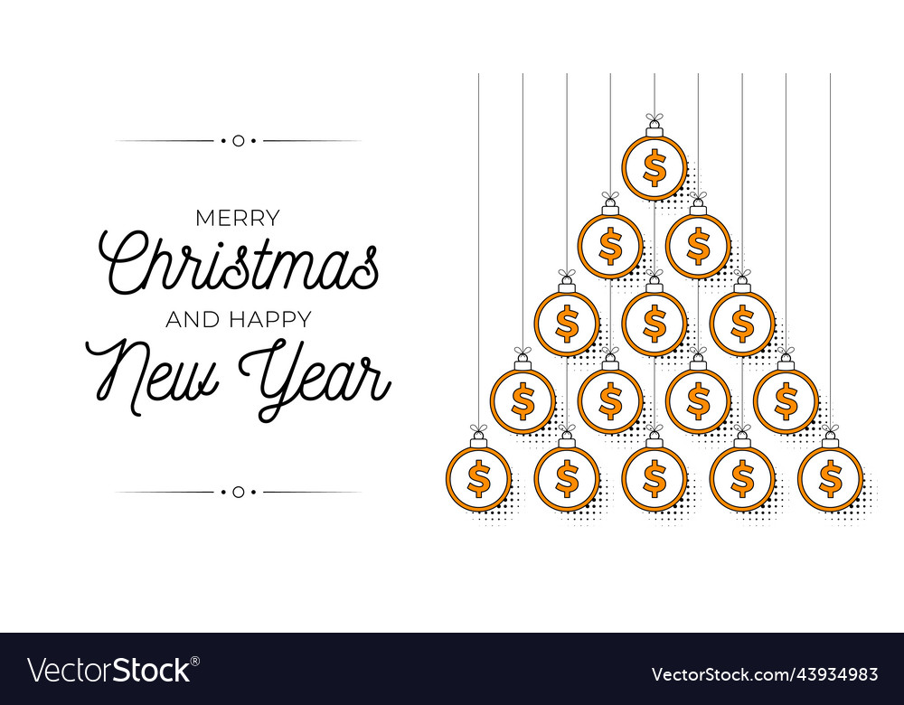 Money christmas and new year bauble tree greeting