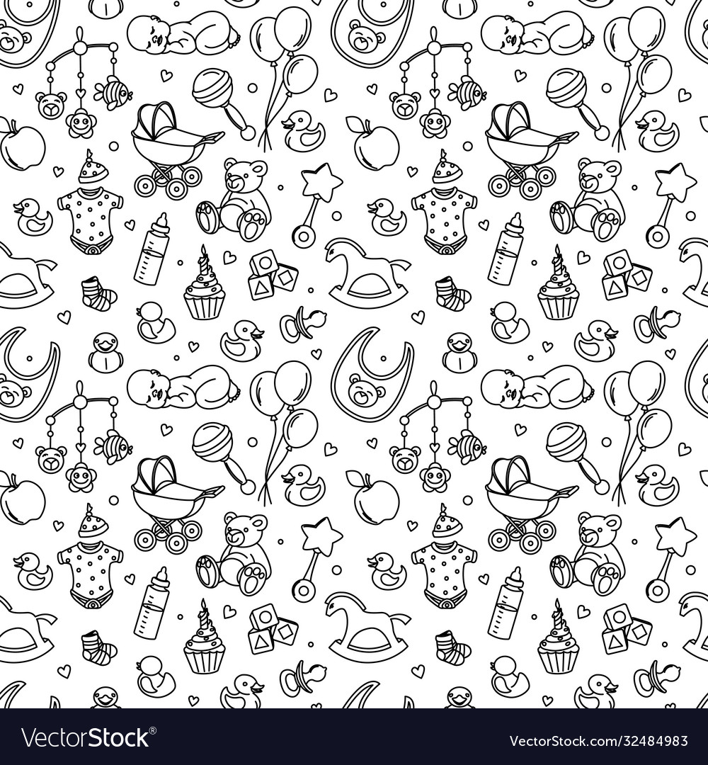 Newborn bashower seamless pattern boy girl Vector Image