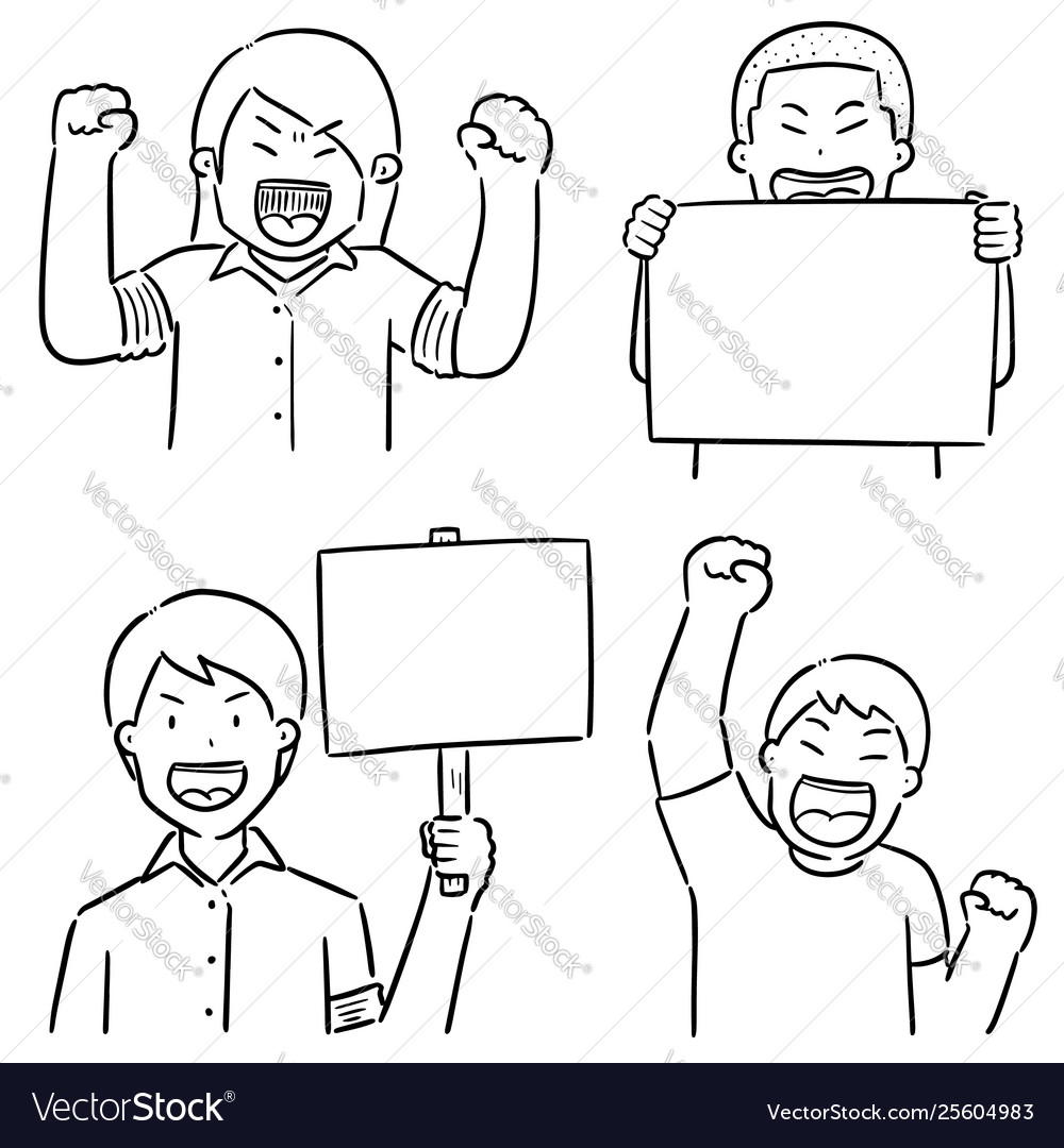 Set protester vector image Set protester
