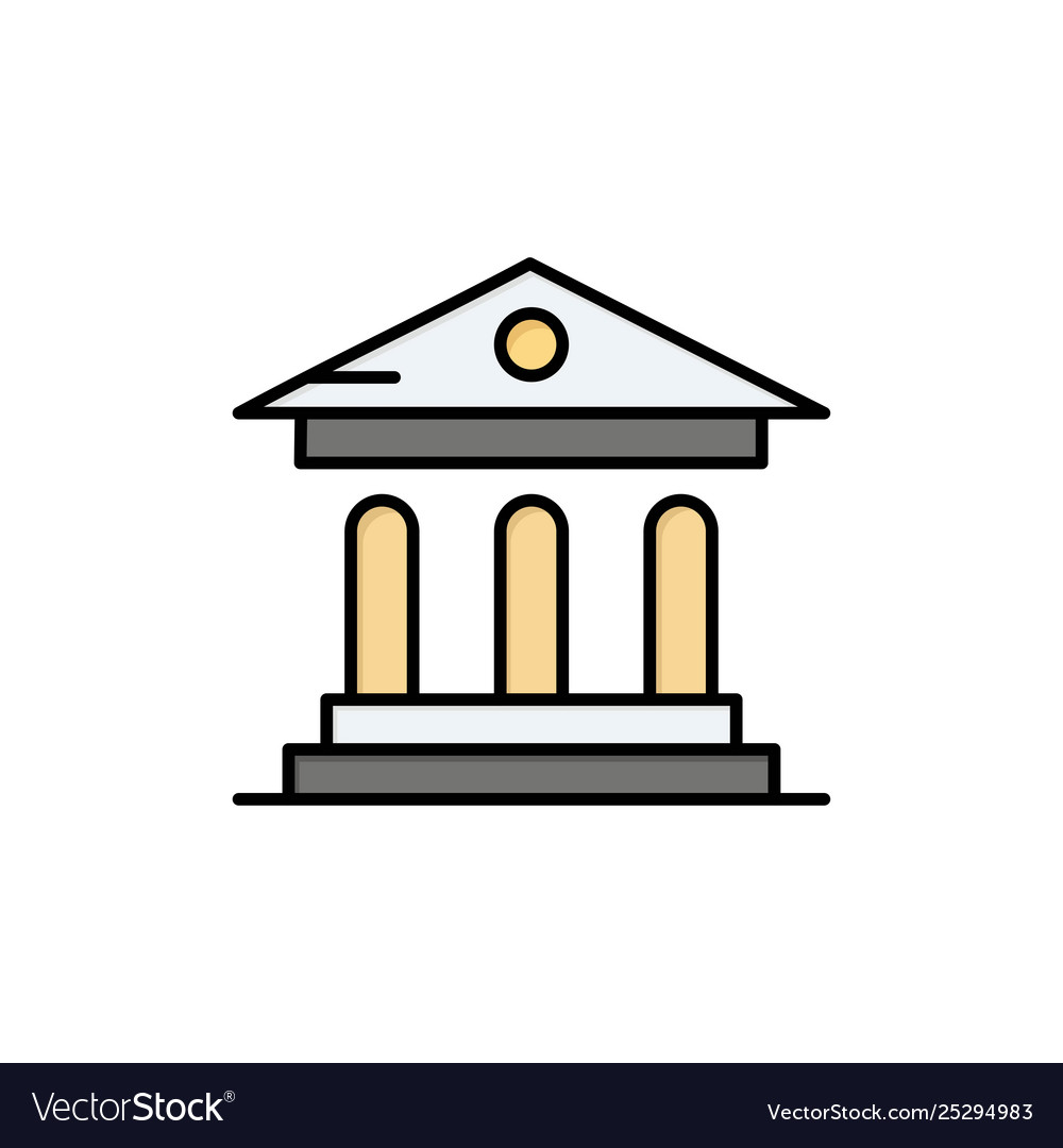 University bank campus court flat color icon vector image University bank campus court flat color icon