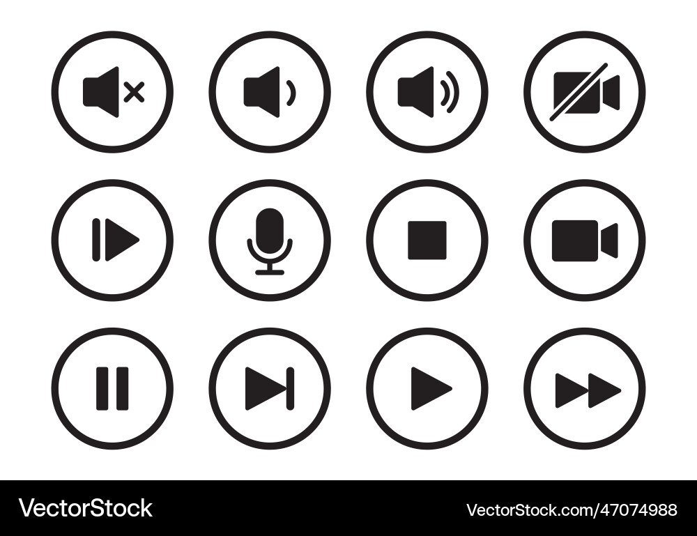 Audio video music player button icon sound Vector Image