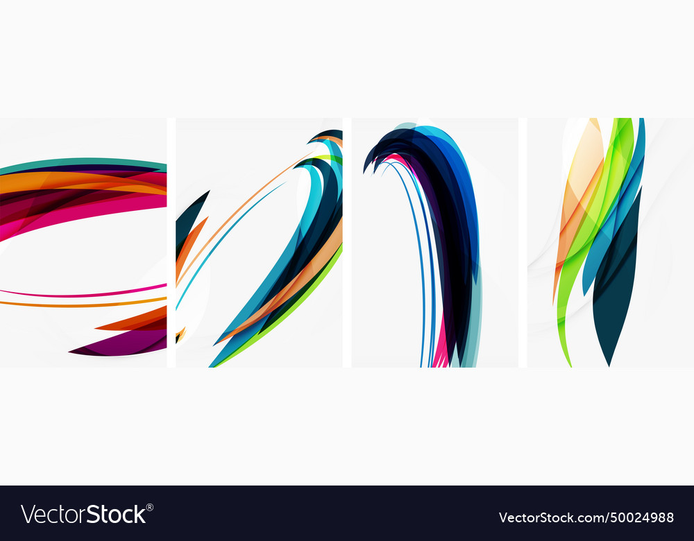 Colorful wave lines poster set for wallpaper Vector Image