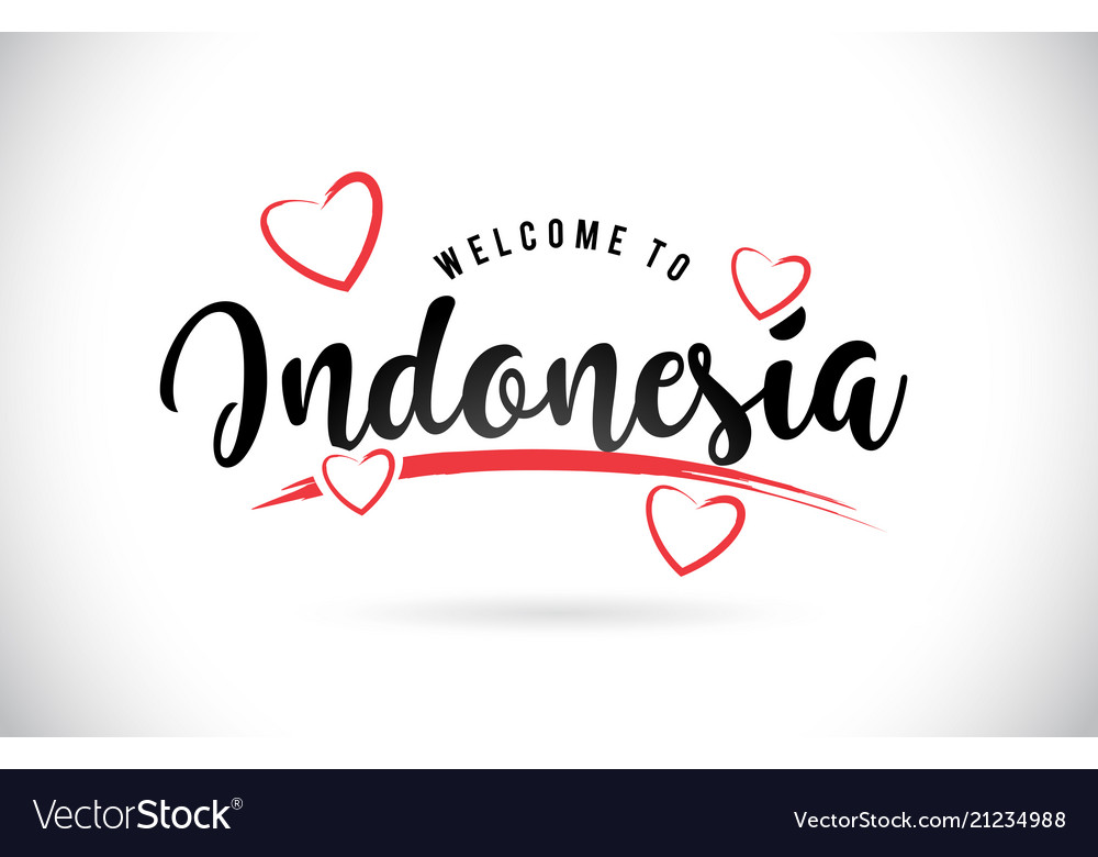 Indonesia welcome to word text with handwritten Vector Image