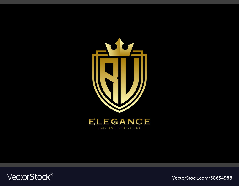 Initial ru elegant luxury monogram logo or badge